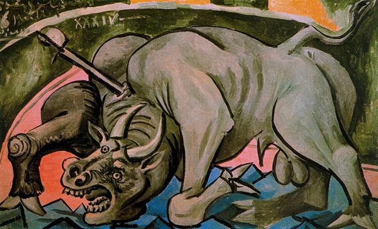 Pablo Picasso Classical Oil Paintings Dying Bull Surrealism